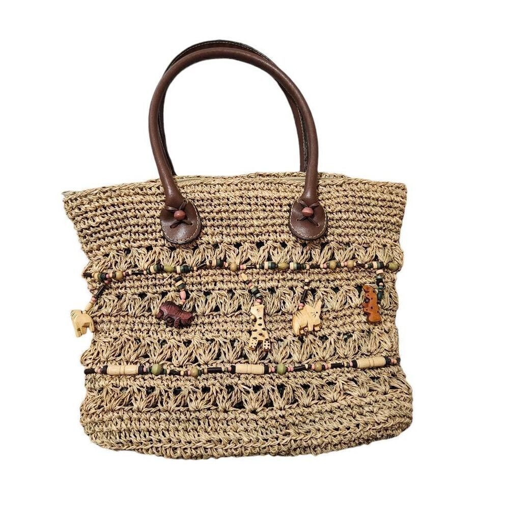 Cappelli Straworld Inc. Purse with dangle jungle animals